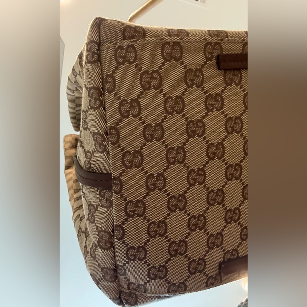 Y2K Vintage Gucci Jumbo GG Monogram Canvas Tote Bag • Brown Leather Straps - Picture 4 of 15